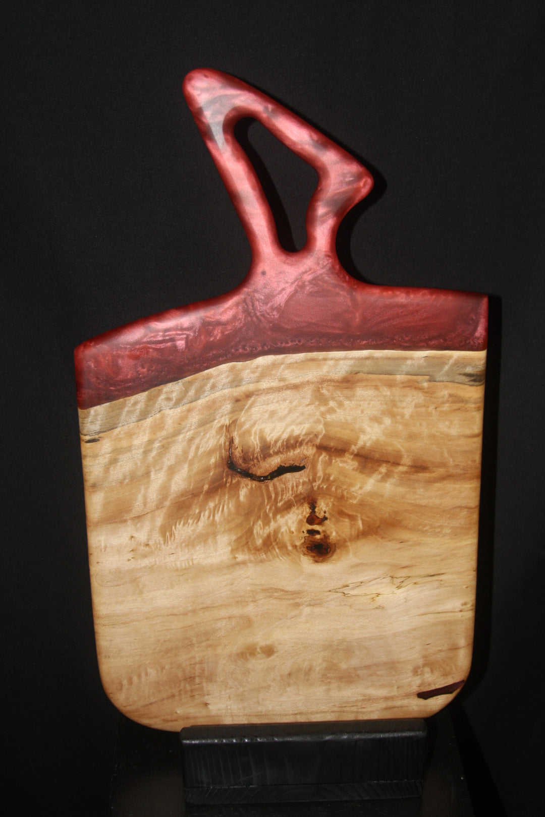 Cinnamon burl with blood red epoxy resin charcuterie board
