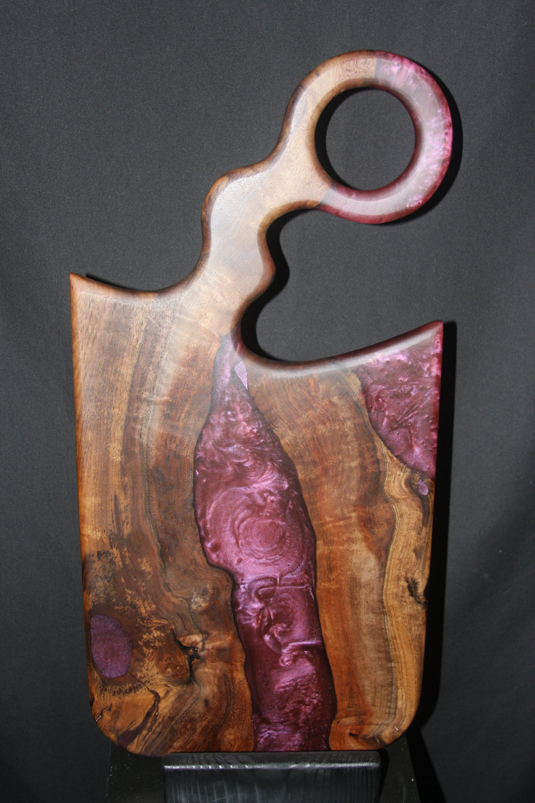 Claro walnut with lavender purple epoxy resin charcuterie board