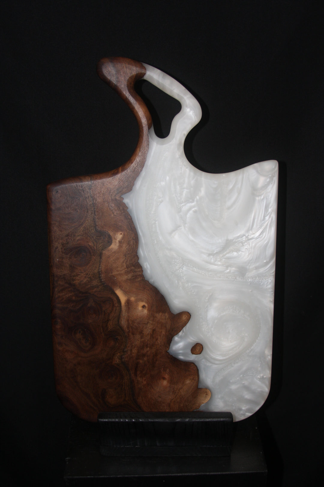 Classic claro walnut with pearl white epoxy resin charcuterie board