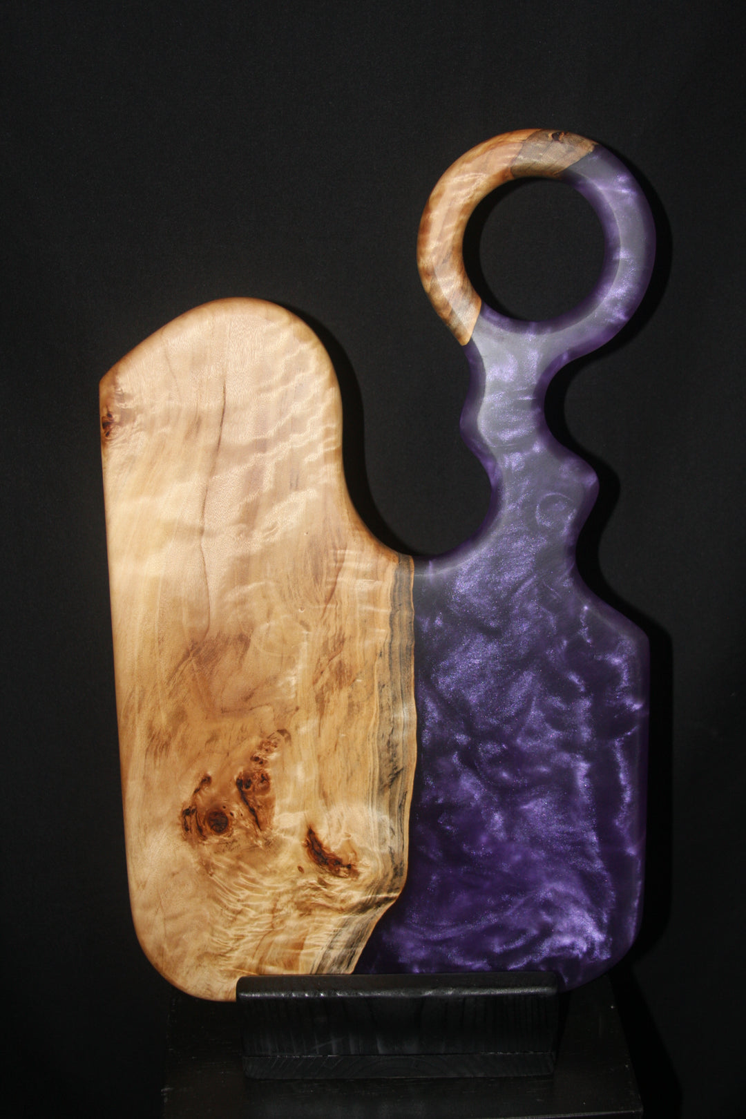 Mappa burl with purple haze epoxy resin charcuterie board