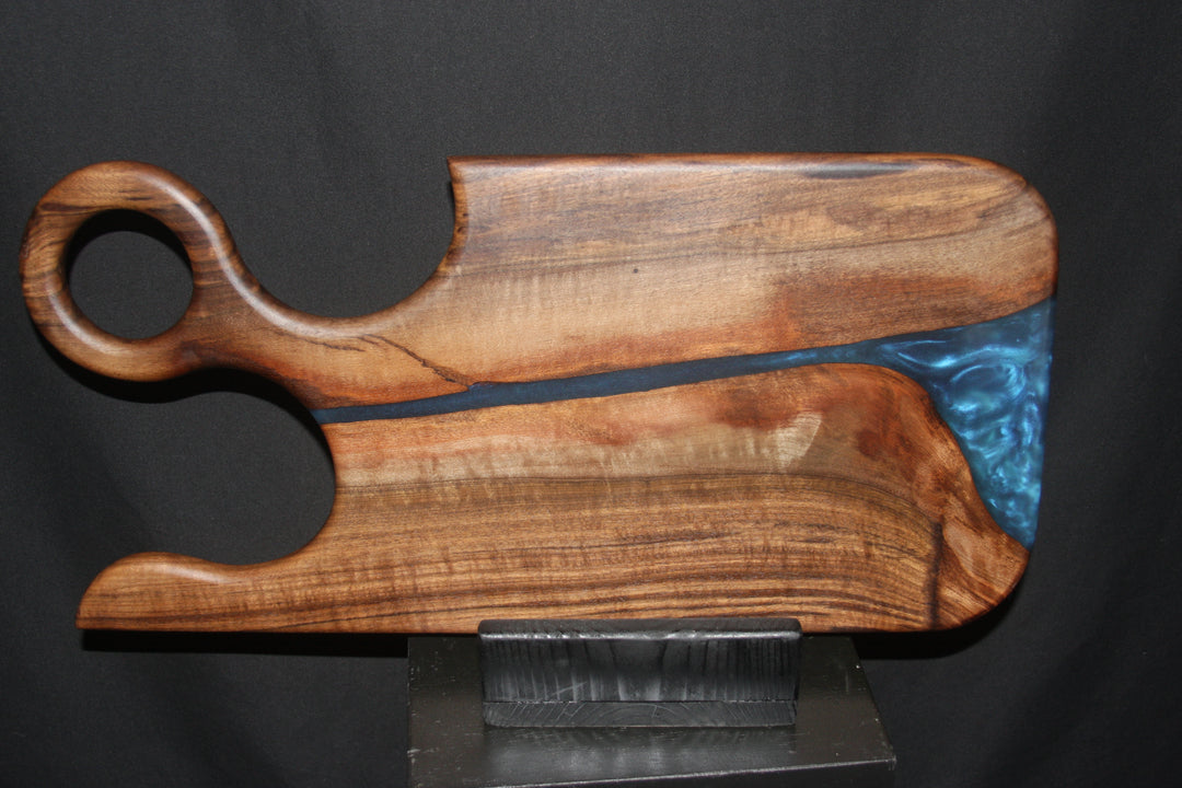 Claro walnut with deep sea blue epoxy resin charcuterie board