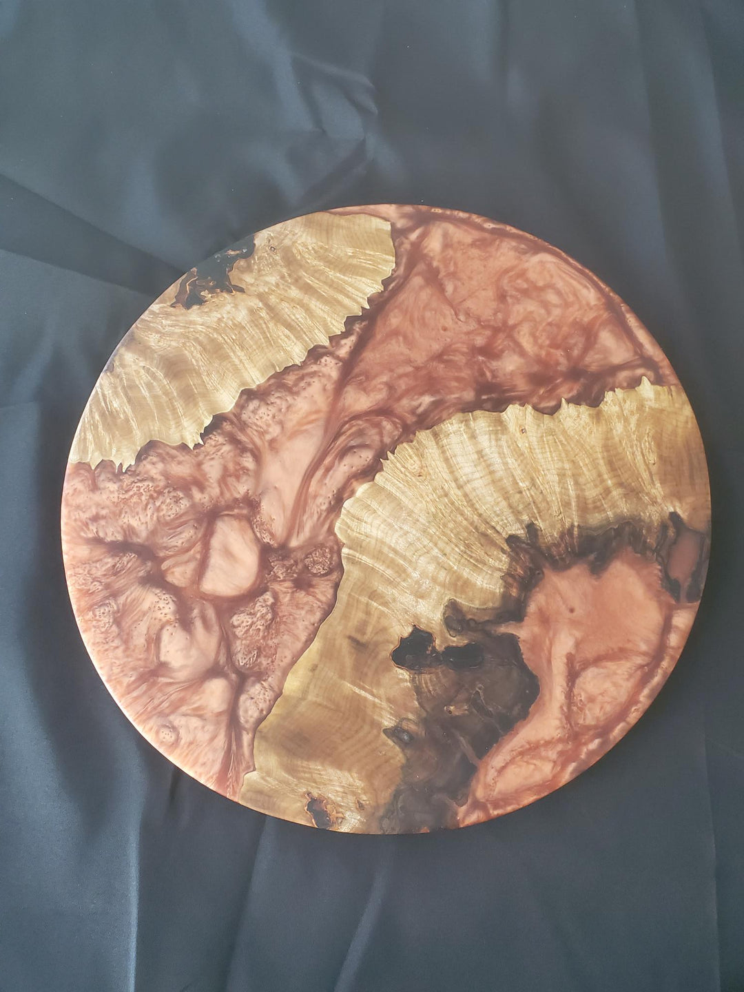 Large Maple Burl and Black Copper - Lazy Susan