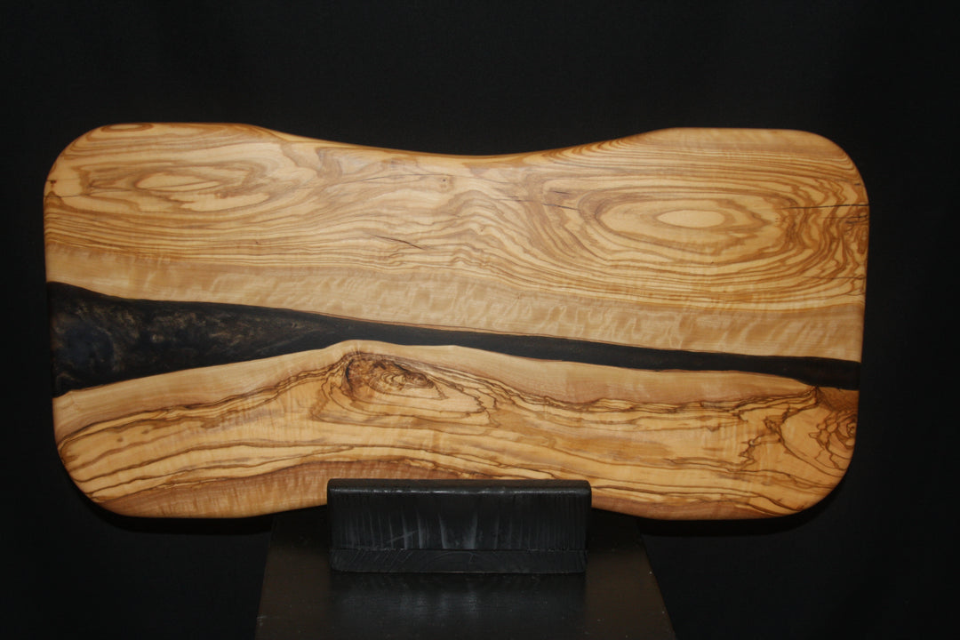 Ancient Olivewood with black copper swirling epoxy resin charcuterie serving board