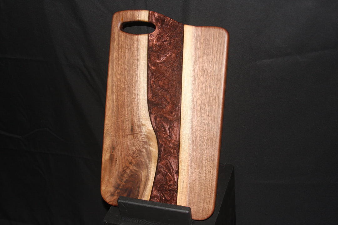 Black walnut with rootbeer copper epoxy resin charcuterie board