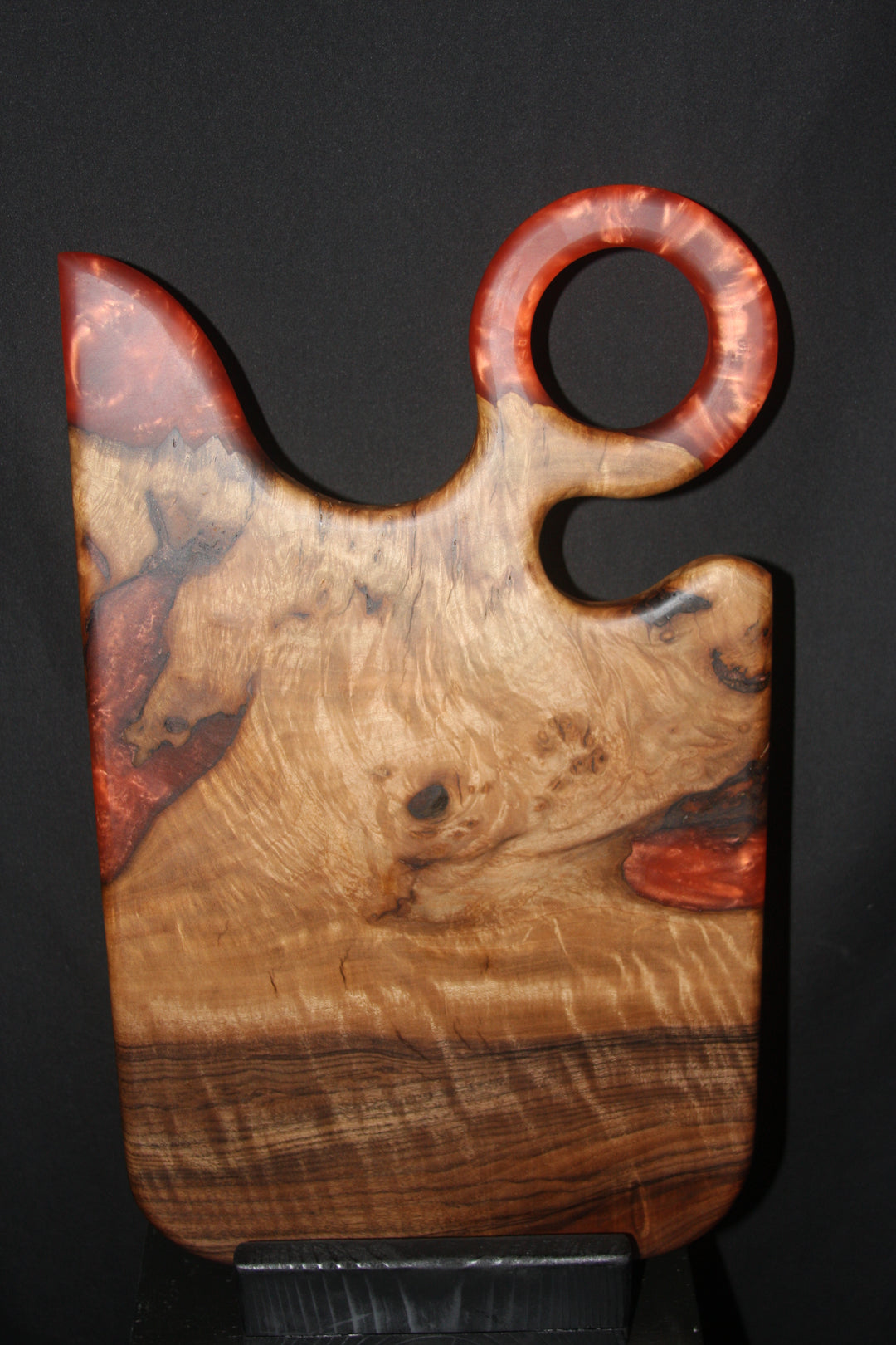 Old English walnut with red epoxy resin charcuterie board