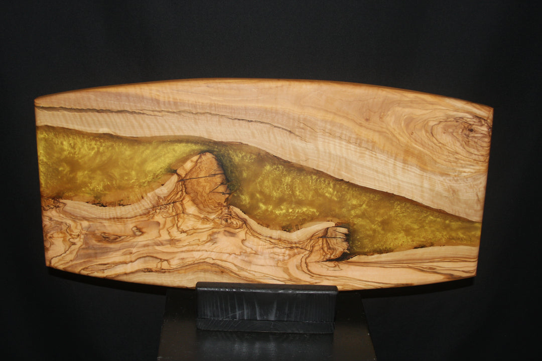 Ancient Olivewood with pineapple swirling epoxy resin charcuterie serving board
