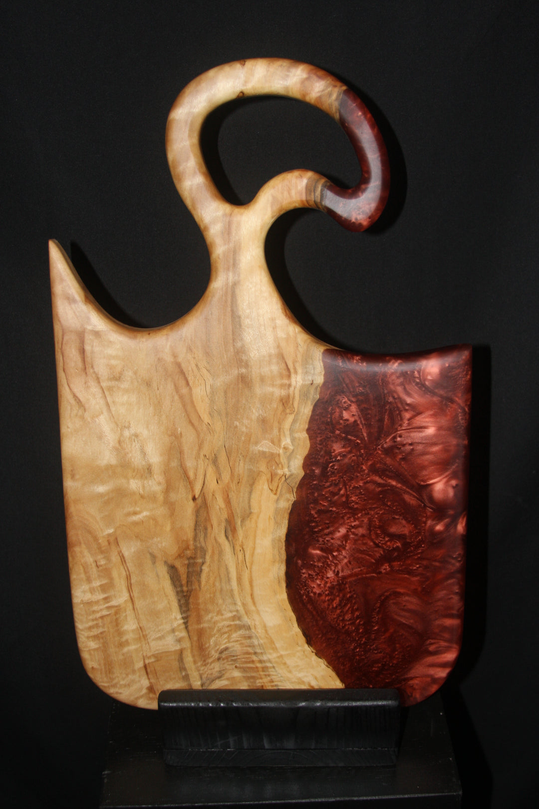 Mappa burl with rusty red epoxy resin charcuterie board